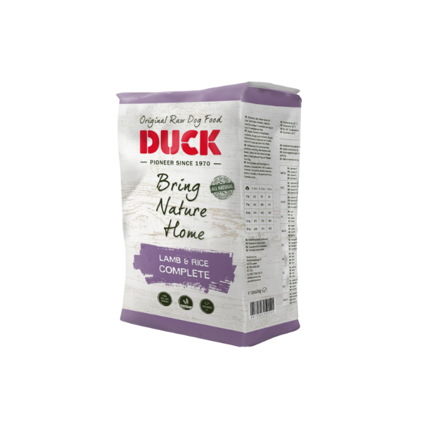Duck compleet lam en rijst glutenvrij 8 x 1 kg