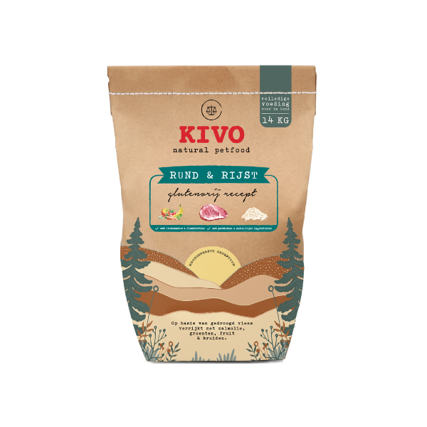 Kivo koud geperst rund & rijst 14 kg glutenvrij