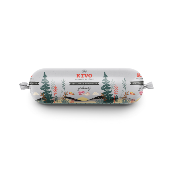 Kivo gestoomde rund en kip 12 x 600 gr