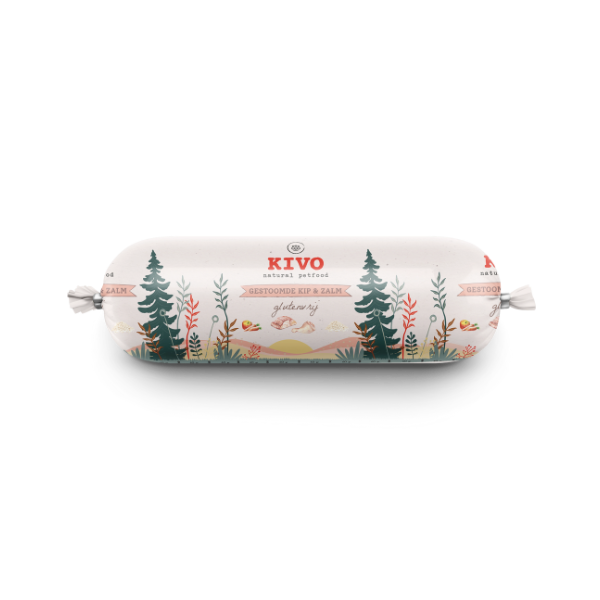 Kivo gestoomde kip en zalm 12 x 600 gr